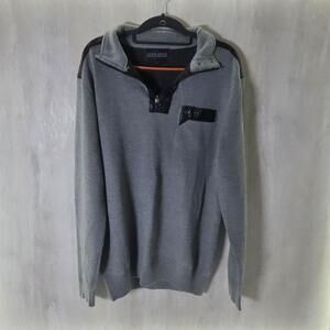 Silver Needle Sweater Mens Large Gray Mock Neck 1/4 Zip Knit Pullover Solid